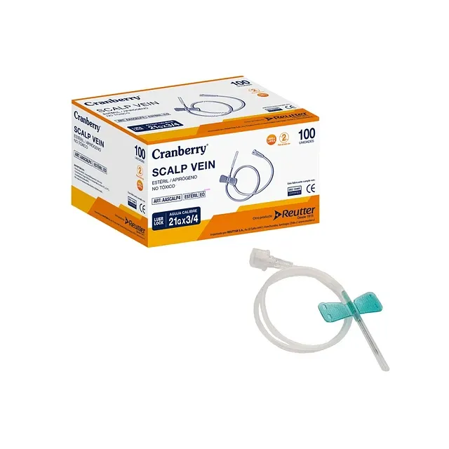 SCALP VEIN O MARIPOSA "Cranberry" Caja x 100 uds Libre de Látex