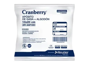 APÓSITO DE GASA + ALGODÓN 10x20 CM CRANBERRY 10 UNID.