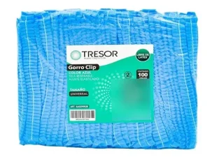 GORRO CLIP AZUL TELA RESPIRABLE TRESOR 100 UNIDADES