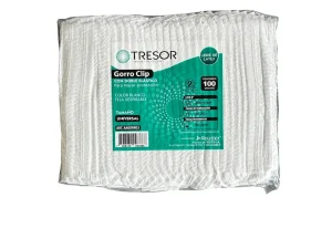 GORRO CLIP DOBLE ELÁSTICO BLANCO 100 UNIDADES